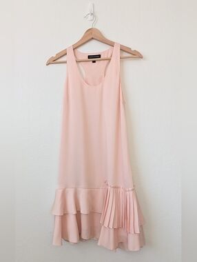 Banana Republic Ballet Pink Sleeveless Mini Dress w/ Ruffle & Pleated Hem Sz 4P